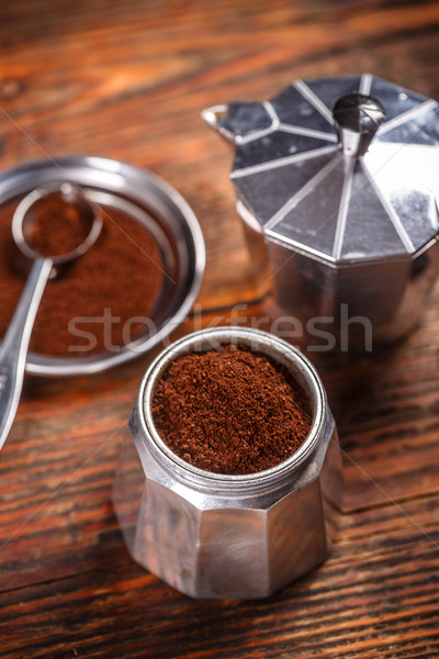 öreg kávéfőző klasszikus stílus fából készült kávé Stock fotó © grafvision