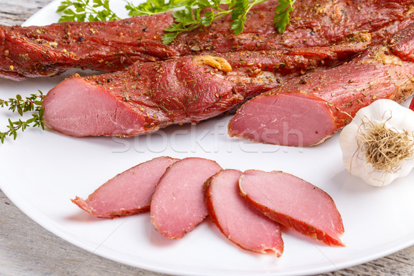 Smoked and spicy pork tenderloin Stock photo © grafvision