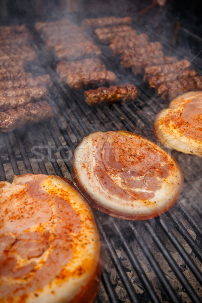 Plakje varkensvlees grill voedsel vlees Stockfoto © grafvision