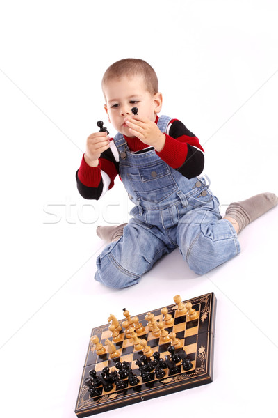 Spielen Schach weiß Erfolg Spiel Stock foto © grafvision