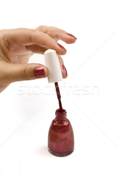 ноготь бутылку изолированный белый женщину краской Сток-фото © grafvision