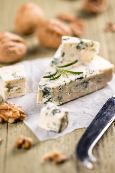 Roquefort queijo cunha francês azul café da manhã Foto stock © grafvision