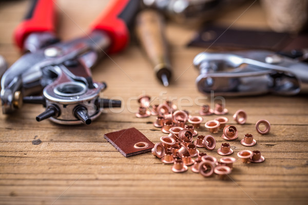 Stock foto: Werkzeuge · Leder · Holzbrett · Taste · Objekt · Reparatur