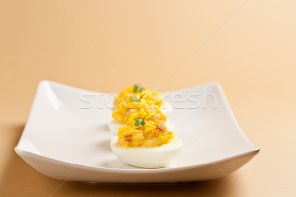 Umplut ouă maioneza placă alimente cină Imagine de stoc © grafvision