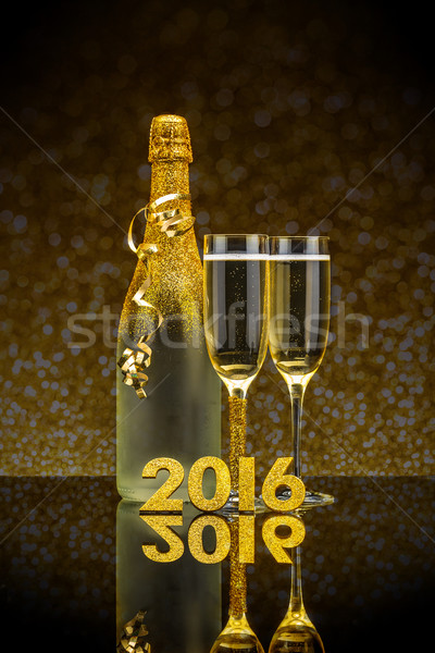 Célébration champagne doré fête vin verre Photo stock © grafvision