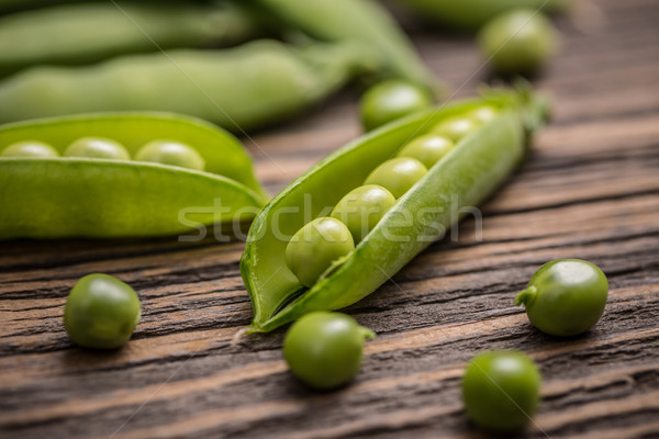 Stockfoto: Vers · groene · peul · houten · voedsel · zaad