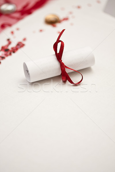 Stock fotó: Tekert · papír · esküvő · vörös · szalag · háttér · szín
