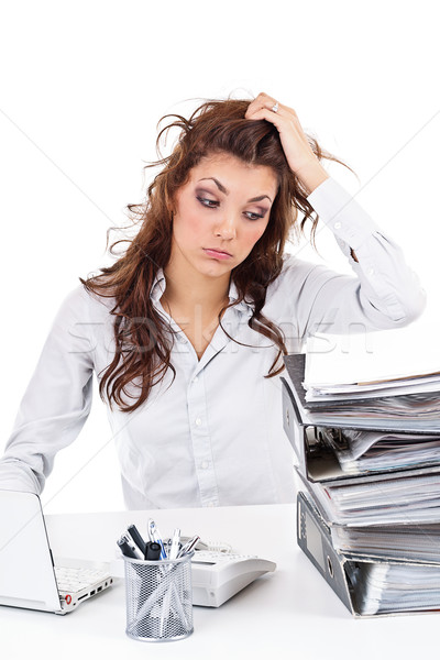 Сток-фото: устал · деловая · женщина · документы · служба · волос · карандашом