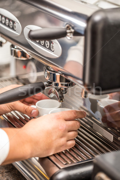 男子 酒保 咖啡 手 商業照片 © grafvision