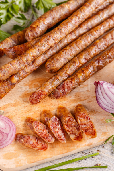 Sliced thin salami  Stock photo © grafvision