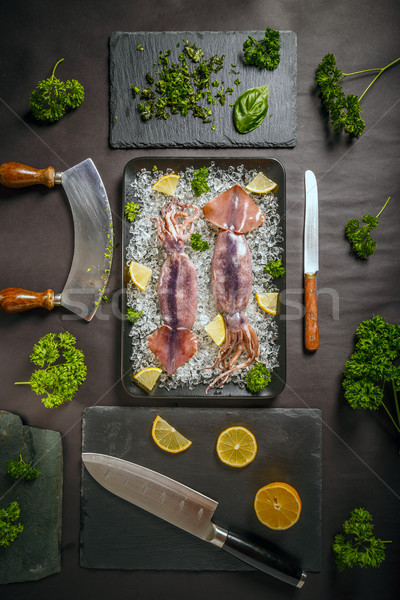 Fresh raw squid Stock photo © grafvision