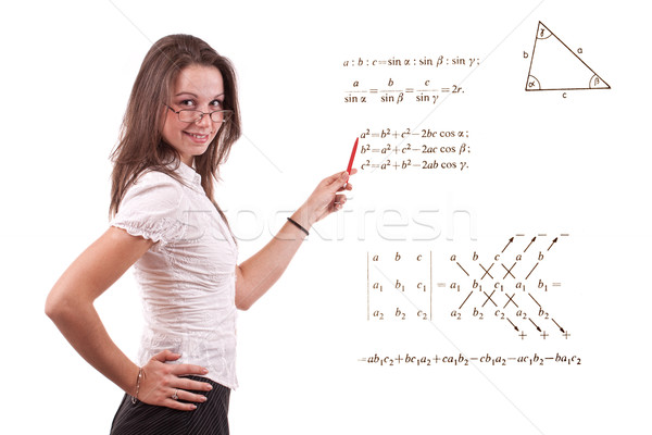 Jonge math leraar trigonometrie algebra formule Stockfoto © grafvision
