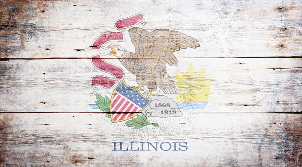 Zászló Illinois festett koszos fából készült textúra Stock fotó © grafvision