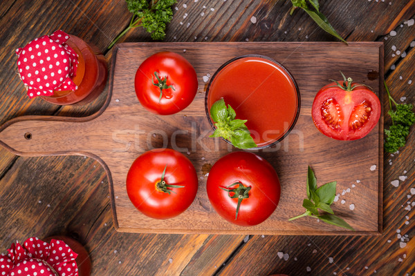 Tomatensap top glas houten tafel tabel Stockfoto © grafvision