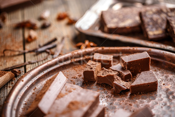 Stock photo: Shattered homemade chocolate