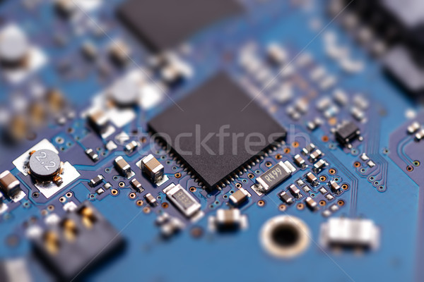 Microprochip on blue circuit board  Stock photo © grafvision