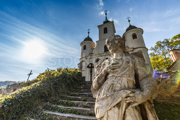 Calvary church with statue Stock photo © grafvision