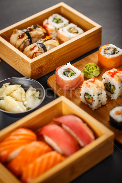 Sushi serviert Ingwer Wasabi Essen Stock foto © grafvision