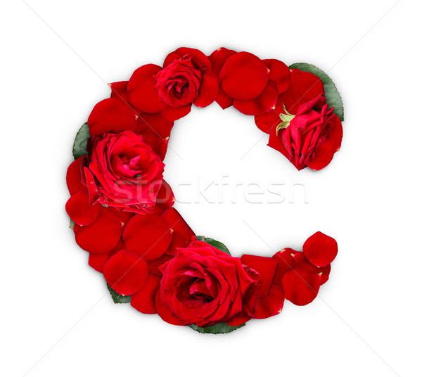 C betű vörös rózsák szirmok izolált fehér virág Stock fotó © grafvision