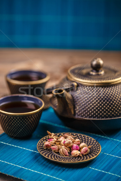 Fonte théière faible tasse sécher rose [[stock_photo]] © grafvision