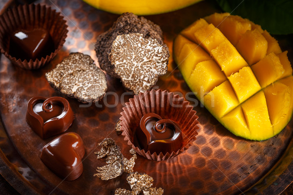 Dark chocolate praline Stock photo © grafvision