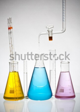 Labor Glasgeschirr chemischen Ausrüstung Farbe Flüssigkeit Stock foto © grafvision