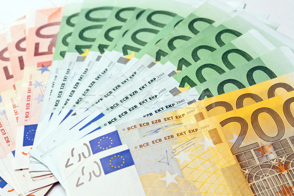 Ventillátor Euro papírpénz közelkép bankjegyek üzlet Stock fotó © grafvision