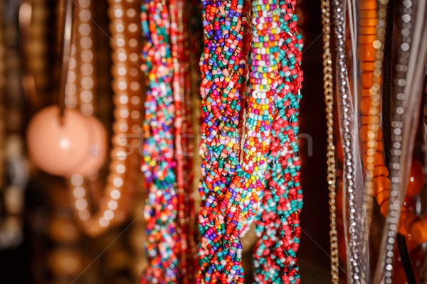 Foto stock: Plástico · jóias · colorido · fundo · tesouro · colar