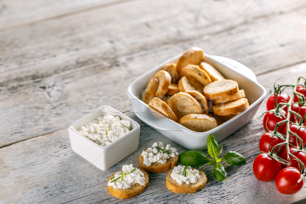 コテージチーズ 全粒小麦 新鮮な 朝食 食品 ストックフォト © grafvision