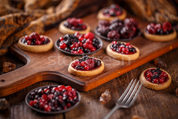 Stockfoto: Vers · Rood · bessen · houten · partij · cake