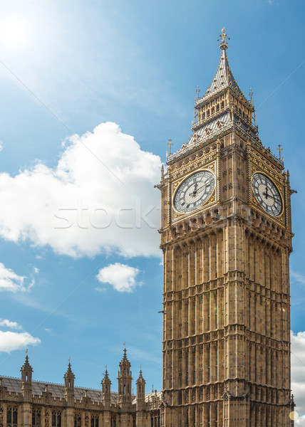 Big Ben zegar wieża Błękitne niebo Anglii Zdjęcia stock © grafvision