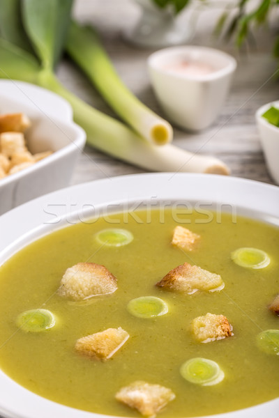 Lauch Sahne Suppe grünen Gemüse Stock foto © grafvision
