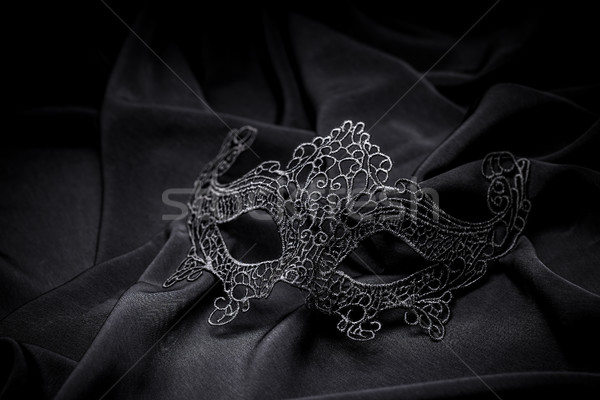 Horgolás karnevál maszk fekete arc színpad Stock fotó © grafvision