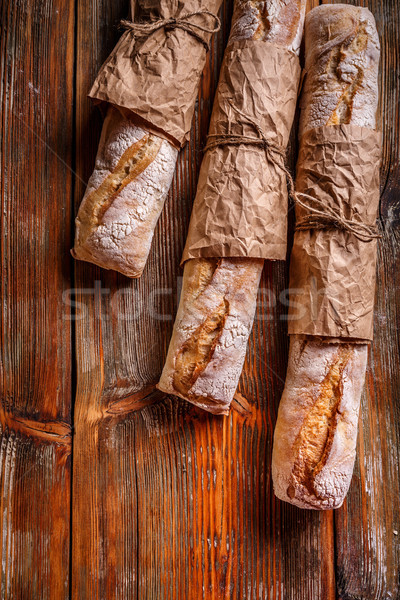 Pain français baguette baguettes rustique bois bois Photo stock © grafvision