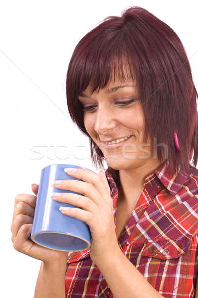 Kadın fincan çay portre güzel genç kadın Stok fotoğraf © grafvision