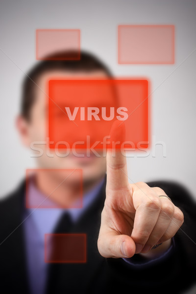 Virus alerter homme d'affaires bouton internet [[stock_photo]] © grafvision