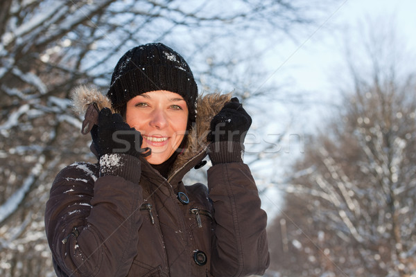 Young woman in winter forest Stock photo © grafvision