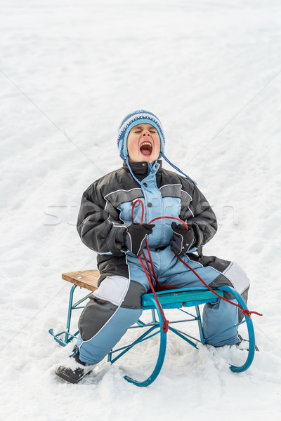 Boy on sled Stock photo © grafvision