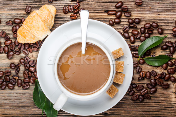 чашку кофе мини круассан свежие кофе кофе Сток-фото © grafvision