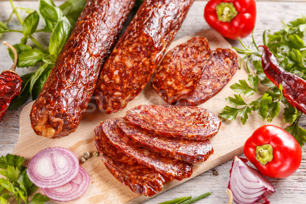 Smoked sausage salami Stock photo © grafvision