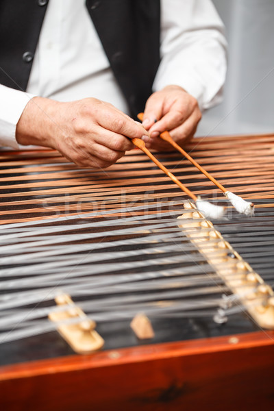 Tradycyjny instrument muzyczny muzyk grać starych ręce Zdjęcia stock © grafvision