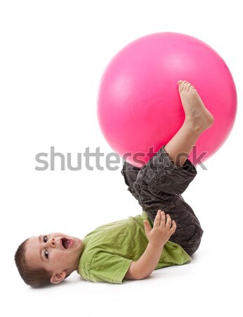 Foto stock: Pequeño · nino · grande · goma · pelota