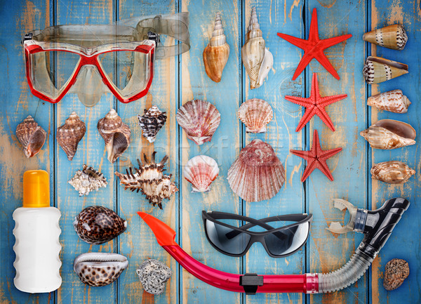 Colectie ochelari de protectie albastru plajă Imagine de stoc © grafvision