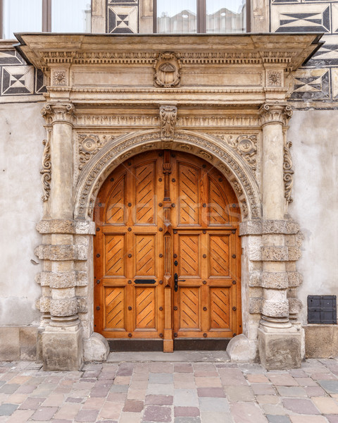 Vieux bois porte grand brun bois [[stock_photo]] © grafvision