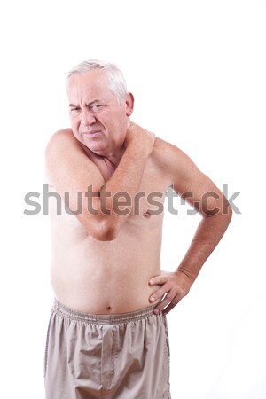Fájdalom idős férfi könyök kéz egészség Stock fotó © grafvision