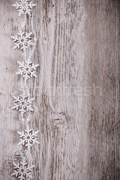 Yapay kar taneleri ahşap duvar dizayn kış Stok fotoğraf © grafvision