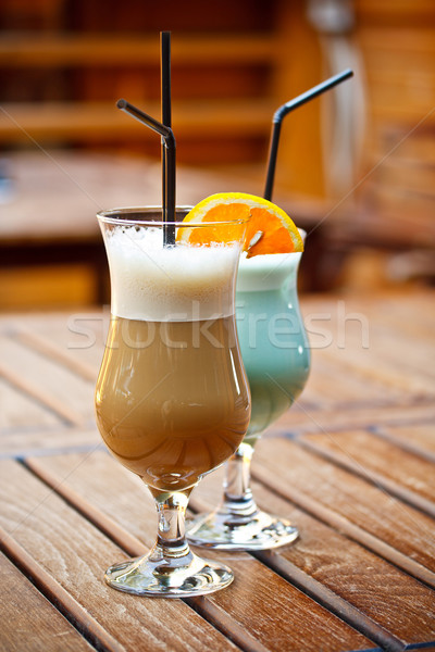 Coffee latte and blue cocktail Stock photo © grafvision