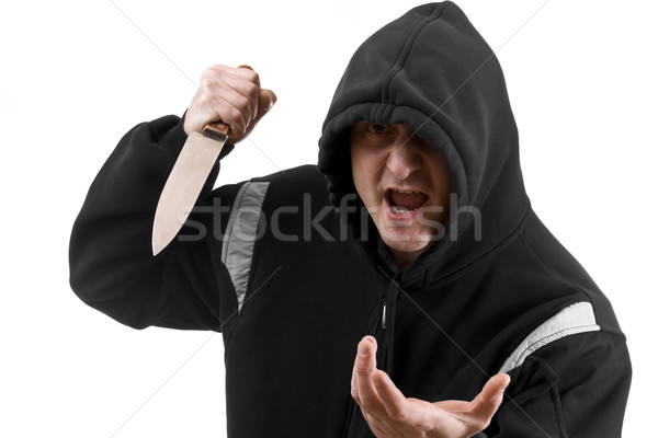 Bandit schwarz Messer isoliert weiß Auge Stock foto © grafvision