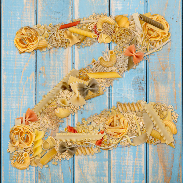 字母z 麵食 藍色 木 食品 背景 商業照片 © grafvision
