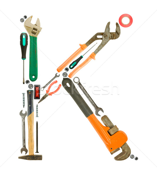 Stockfoto: Brief · tools · geïsoleerd · witte · werk · kleur